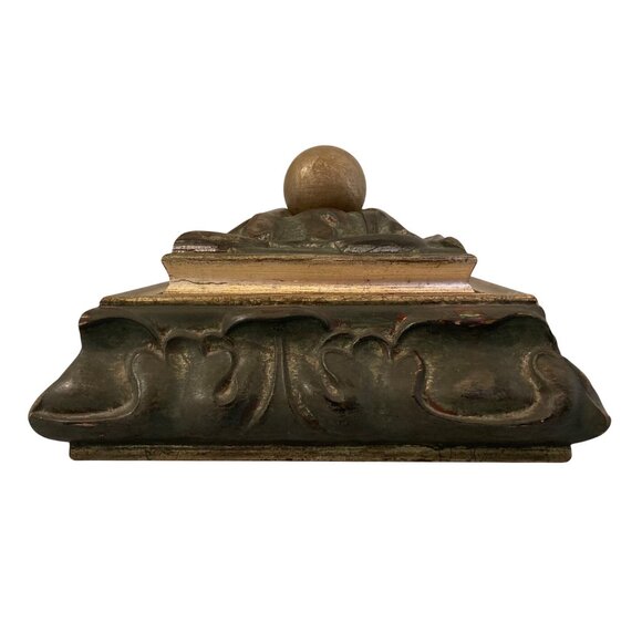 Victorian Style Decorative Box With Embossed Design And Gold Accents - Picture 4 of 10